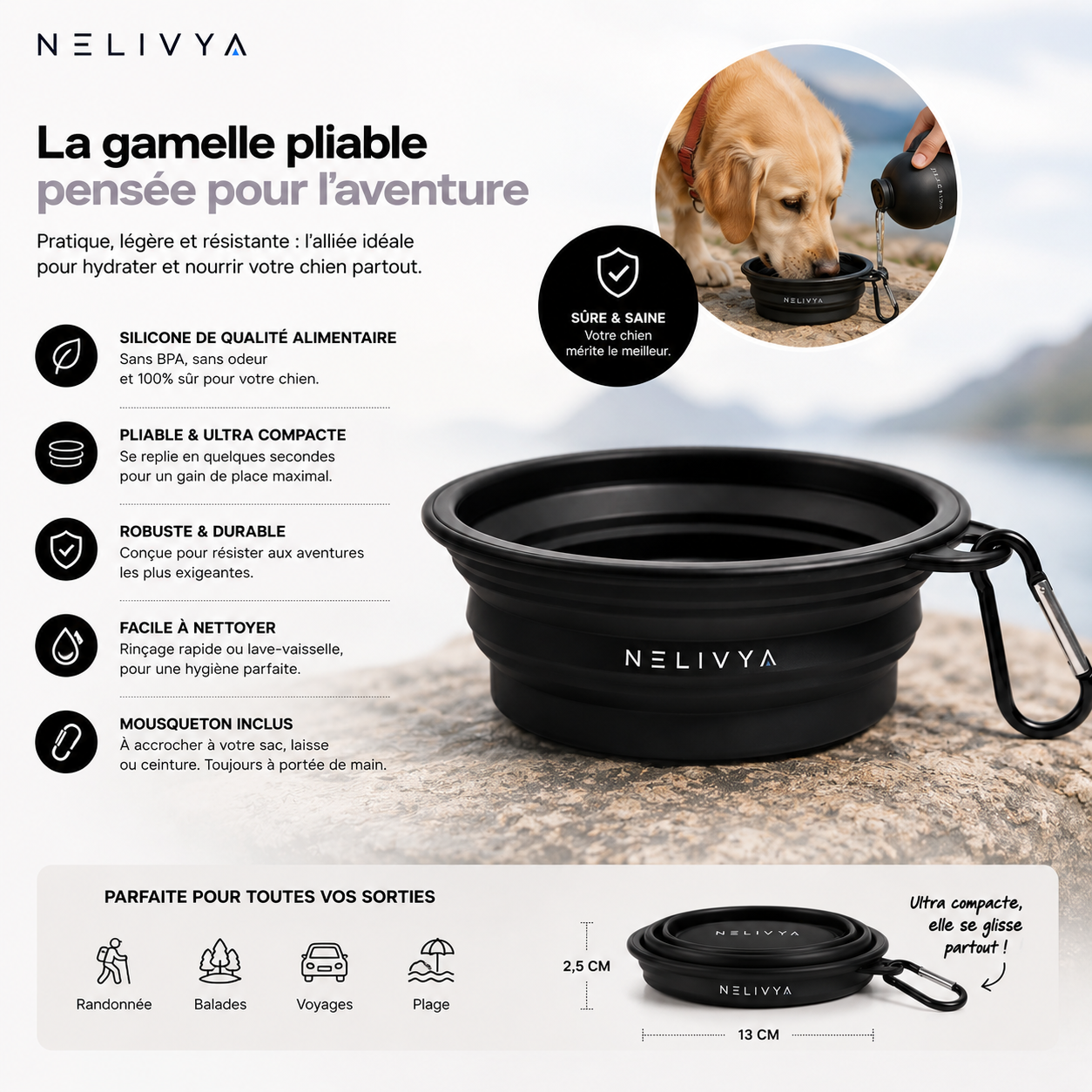 NELIVYA™ Gamelle Pliable 350ML