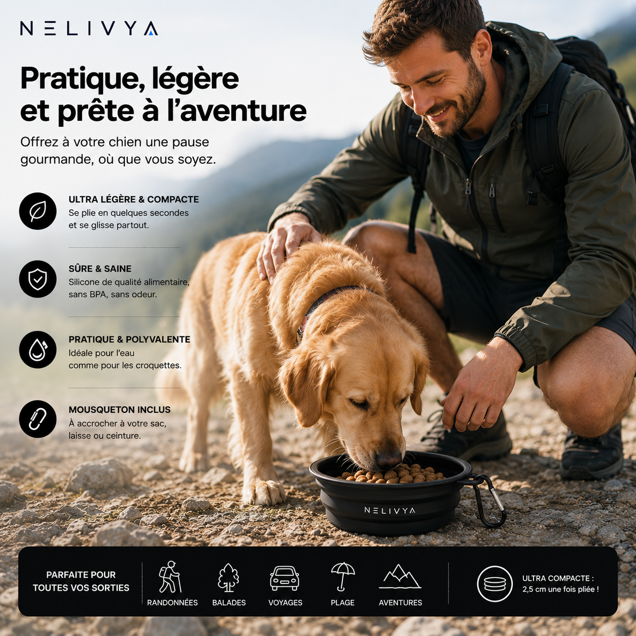 NELIVYA™ Gamelle Pliable 350ML